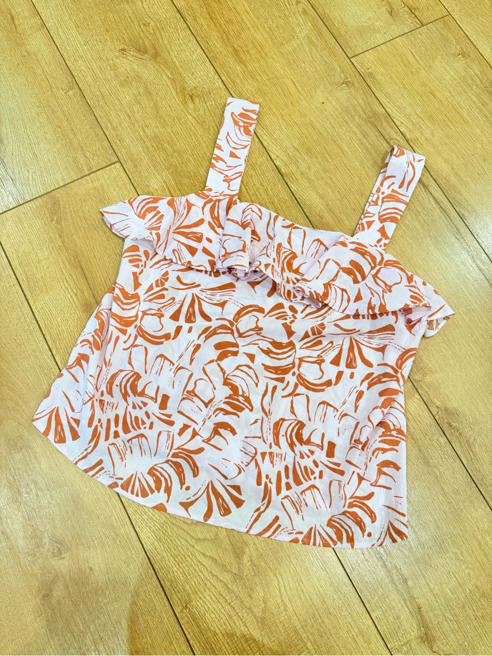 Nine West Flutter Tank with Orange Botanical Print